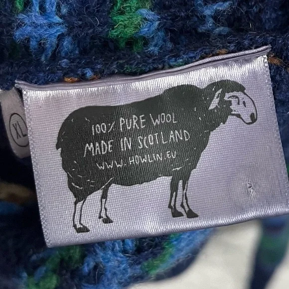 Howlin’ Men’s XL Out of This World Cardigan - Magic Blue - 100% Scottish Wool - Picture 15 of 16